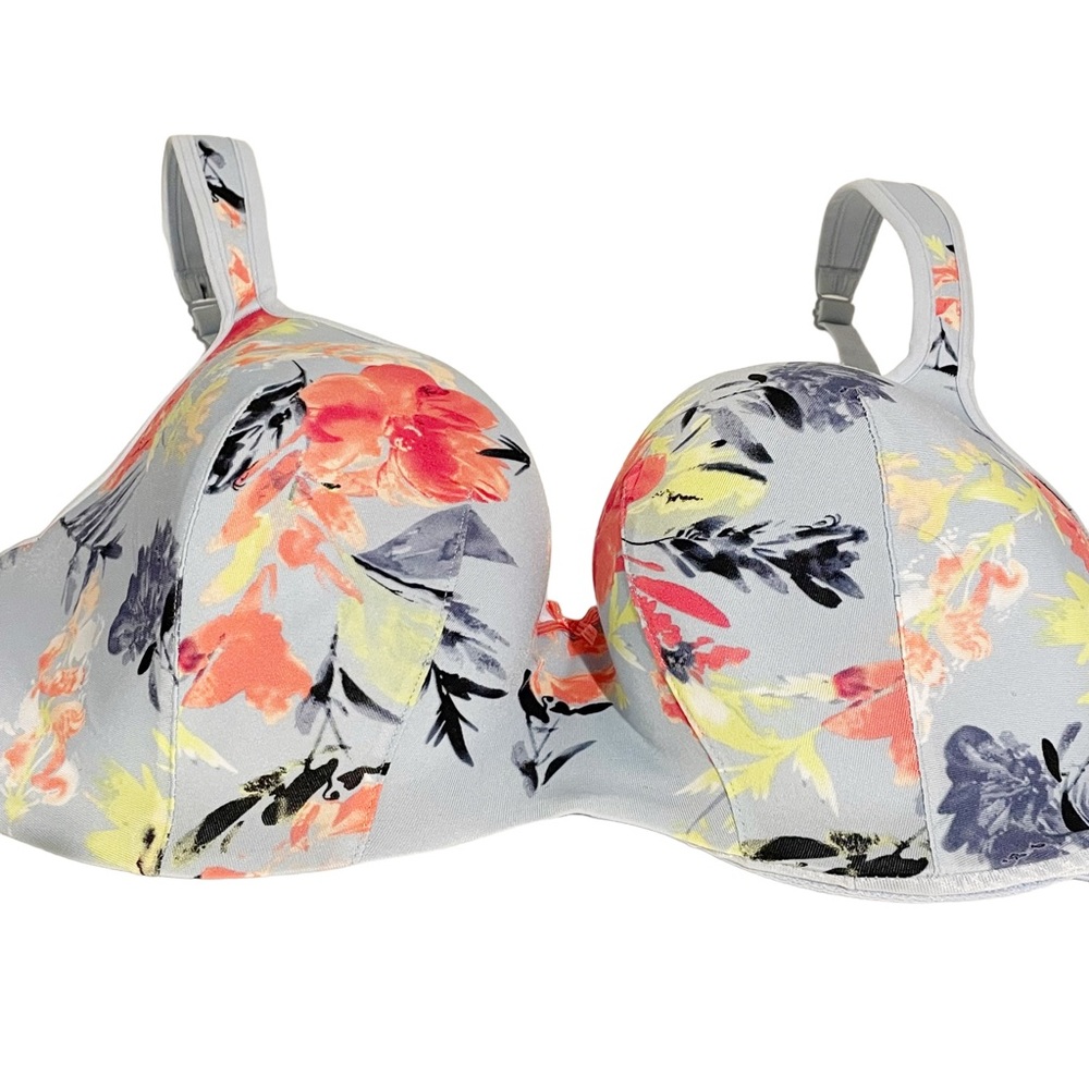 Cacique Plus Size 40DD‎ Blue Floral Lightly Lined Balconette Bra